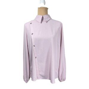 CBR Women's Long Sleeve Blouse Top Blush Pink Grommet Detail Size XL